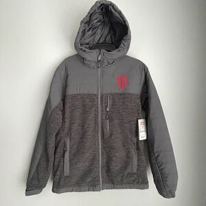 NEW IU Indiana Hoosiers Full Zip Jacket Men's M Hood Gray Red Coat Colosseum